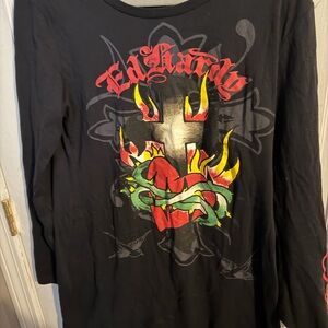 Ed Hardy Black Graphic Long Sleeve T Shirt dress